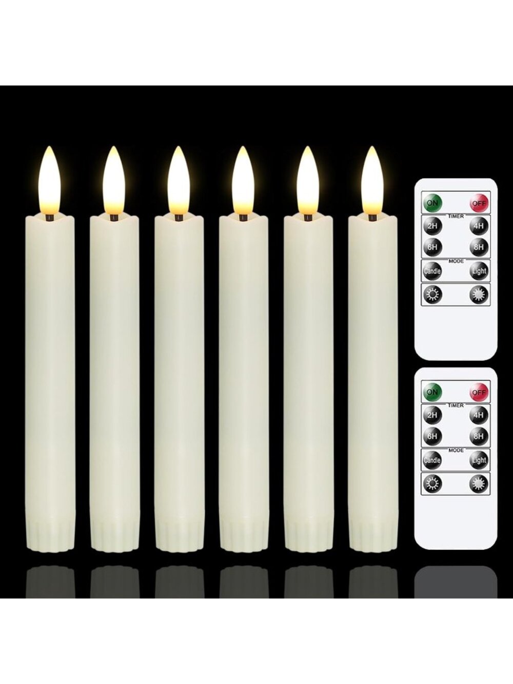 New Battery Operated Flameless Taper Candles with Two Remote Timer